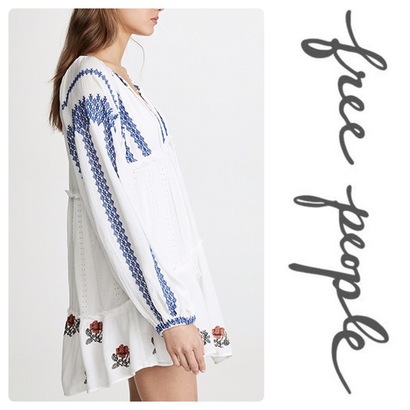 New Free People Wild Horses Embroidered Mini Dress - Picture 5 of 7